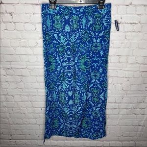 NEW Old Navy Blue Floral Maxi Skirt With Leg Slits